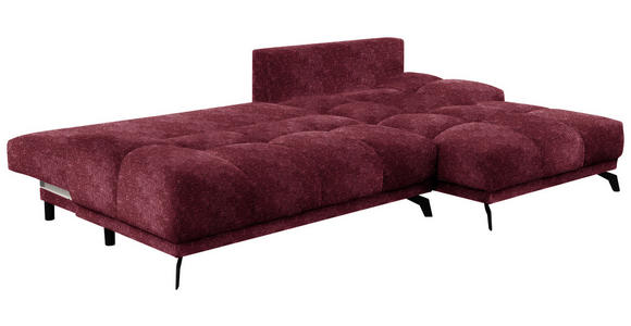 ECKSOFA in Chenille Dunkelrot  - Schwarz/Dunkelrot, MODERN, Textil/Metall (290/182cm) - Hom`in