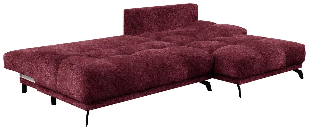 ECKSOFA in Chenille Dunkelrot  - Schwarz/Dunkelrot, Modern, Textil/Metall (290/182cm) - Hom`in