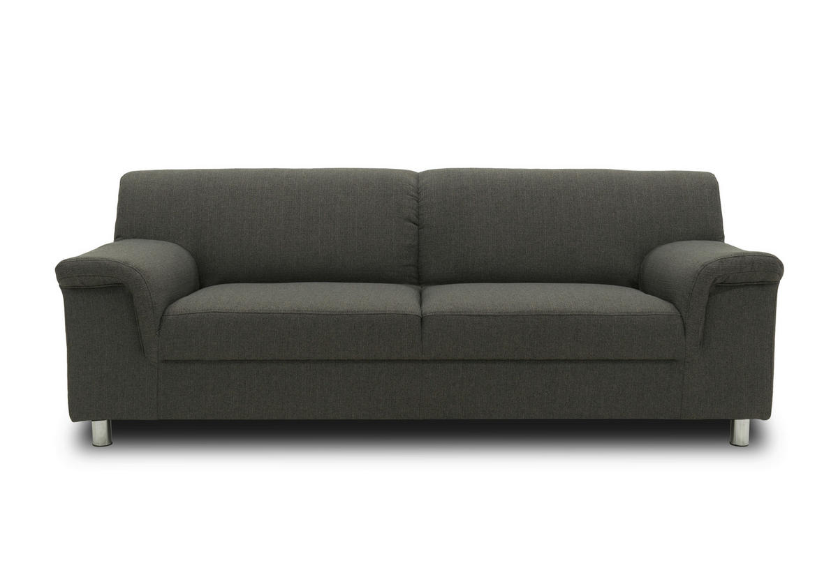 3-SITZER-SOFA  in Webstoff Schlammfarben  - Chromfarben/Schlammfarben, KONVENTIONELL, Textil/Metall (190/72/80cm) - MID.YOU