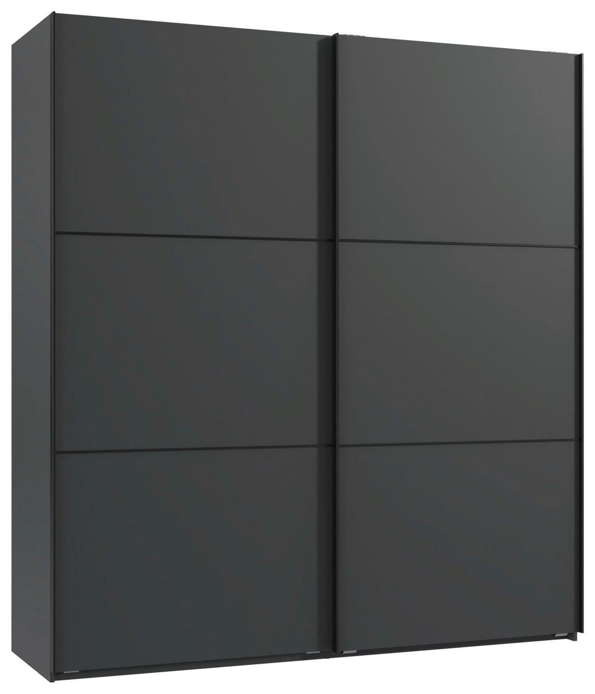 SCHWEBETÜRENSCHRANK 200/216/65 cm 2-türig Graphitfarben, Schwarz  - Schwarz/Graphitfarben, KONVENTIONELL, Holzwerkstoff/Metall (200/216/65cm) - Stylife