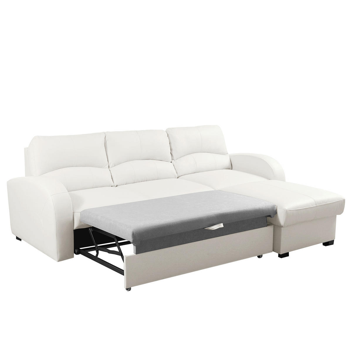 ECKSOFA 227/168 cm TILO in Lederlook Weiß Bettkasten  227/168 cm  - Schwarz/Weiß, Design, Kunststoff/Textil (227/168cm) - Livetastic