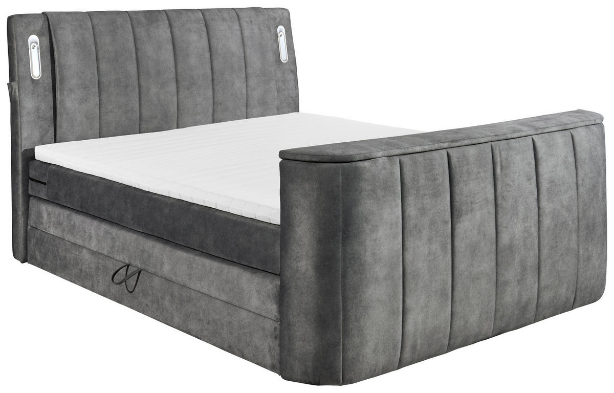 BOXSPRINGBETT 180/200 cm  in Grau  - Grau, MODERN, Holzwerkstoff/Kunststoff (180/200cm) - MID.YOU