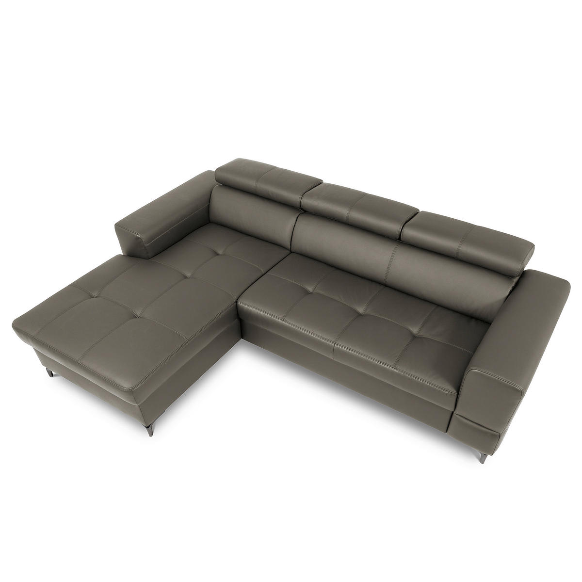ECKSOFA  in Lederlook Echtleder Schlammfarben  - Schlammfarben/Schwarz, Design, Leder/Textil (173/247cm) - Livetastic