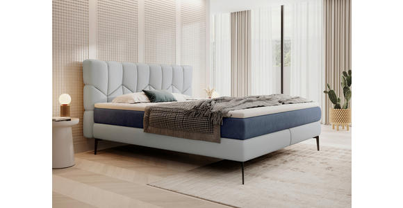 BOXSPRINGBETT 180/200 cm  in Hellblau, Dunkelblau  - Schwarz/Dunkelblau, Design, Leder/Textil (180/200cm) - Esposa