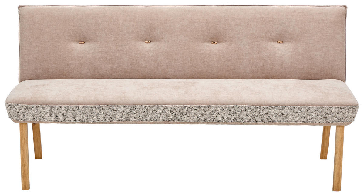 SITZBANK in Holz, Textil Taupe  - Taupe/Eichefarben, Design, Holz/Textil (177/88/63cm) - Linea Natura