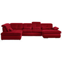 WOHNLANDSCHAFT  in Mikrofaser Rot  - Chromfarben/Rot, Design, Holzwerkstoff/Textil (260/371/195cm) - Beldomo Style