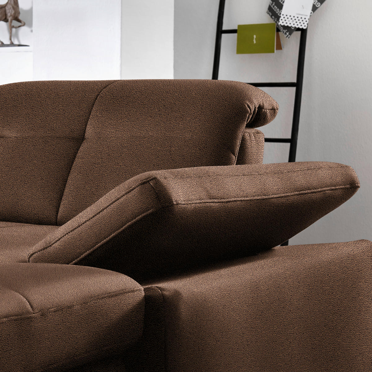 ECKSOFA  in Flachgewebe Haselnussfarben  195/309 cm  - Chromfarben/Haselnussfarben, Design, Textil (195/309cm) - Beldomo Style