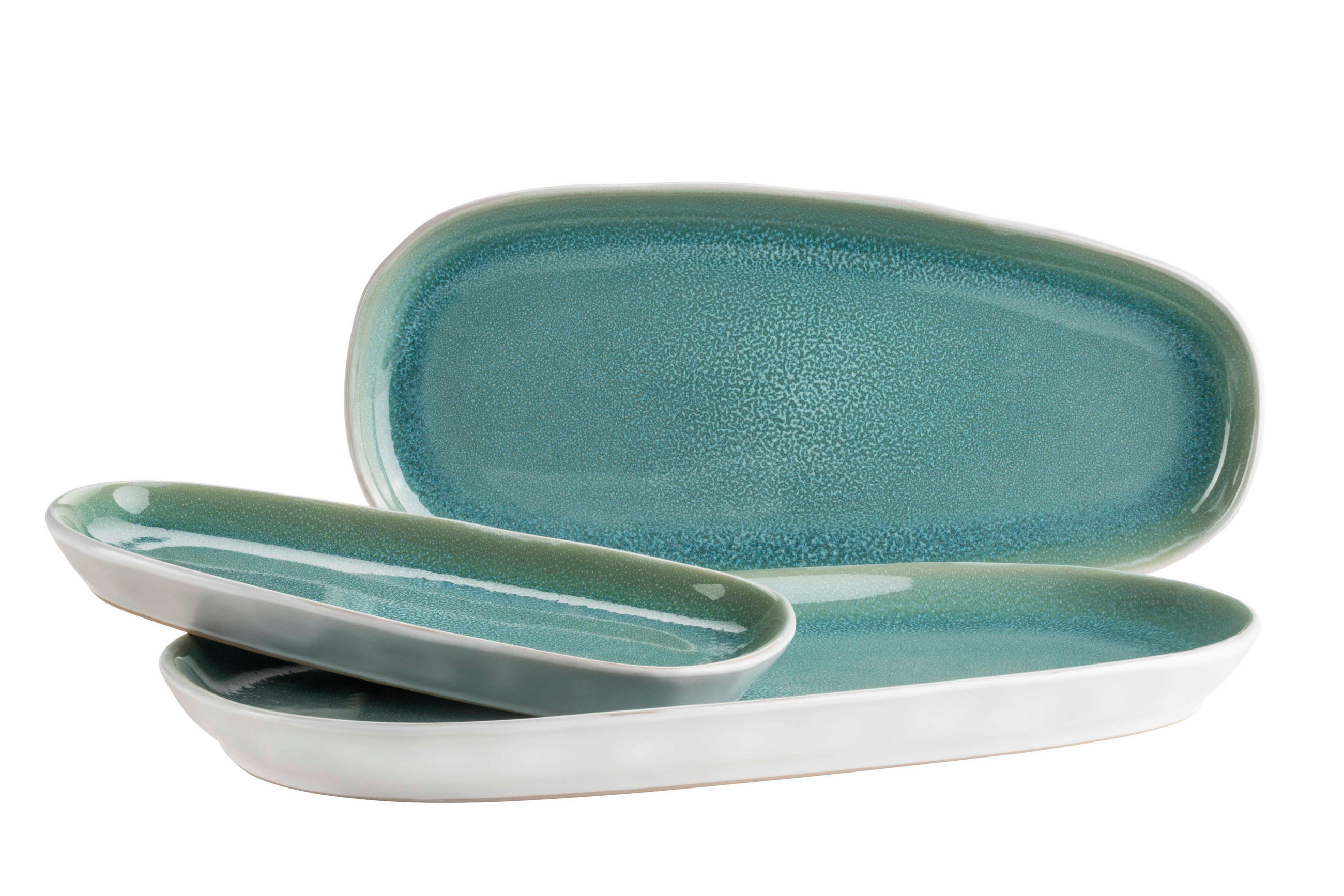 SERVIERPLATTEN-SET ELEA  - Hellgrün, Basics, Keramik - Mäser