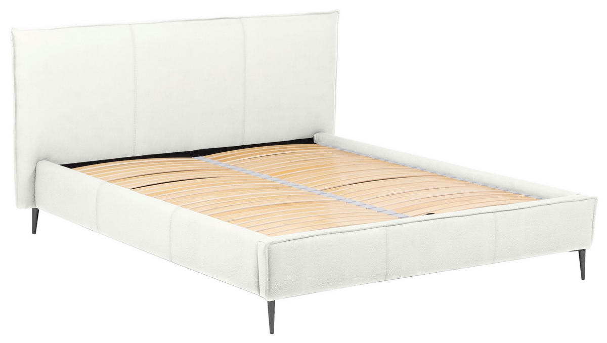 POLSTERBETT 160/200 cm,  in Weiß, gepolstertes Kopfteil, Lattenrost, Bettkasten,  - Schwarzchrom/Weiß, KONVENTIONELL, Leder/Holz (160/200cm) - Esposa