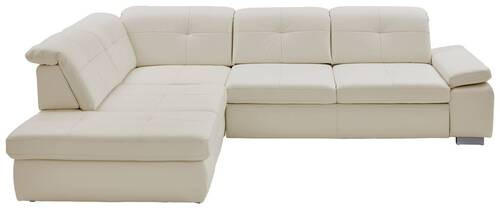 ECKSOFA in Echtleder Weiss  - Weiss, Basics, Leder/Metall (260/312cm) - Beldomo Premium