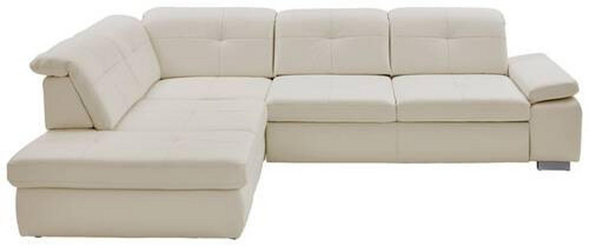 ECKSOFA in Echtleder Weiss  - Weiss, Basics, Leder/Metall (260/312cm) - Beldomo Premium