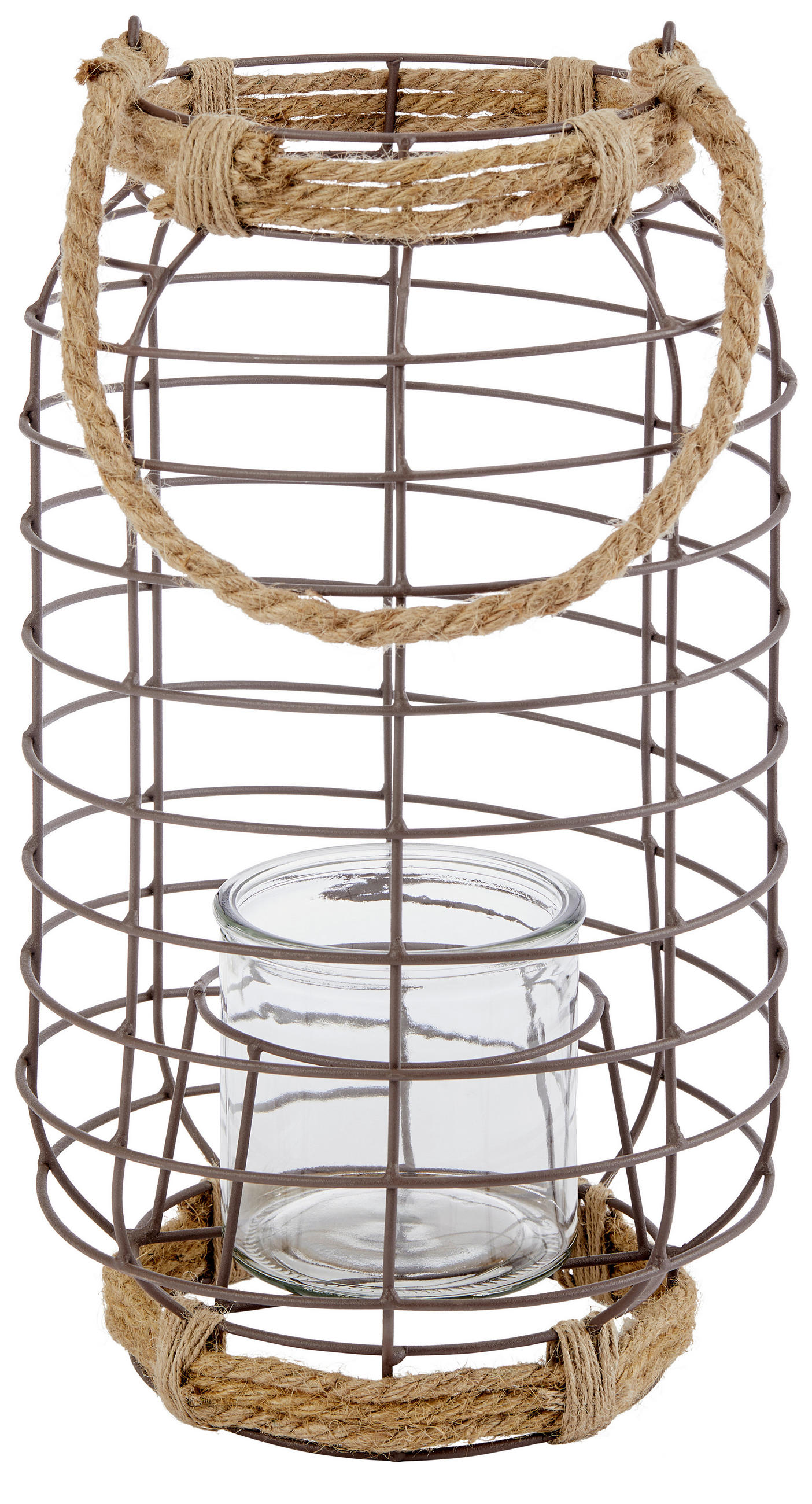 Windlicht Metall Grau/ Naturfarben Ø 21 Cm