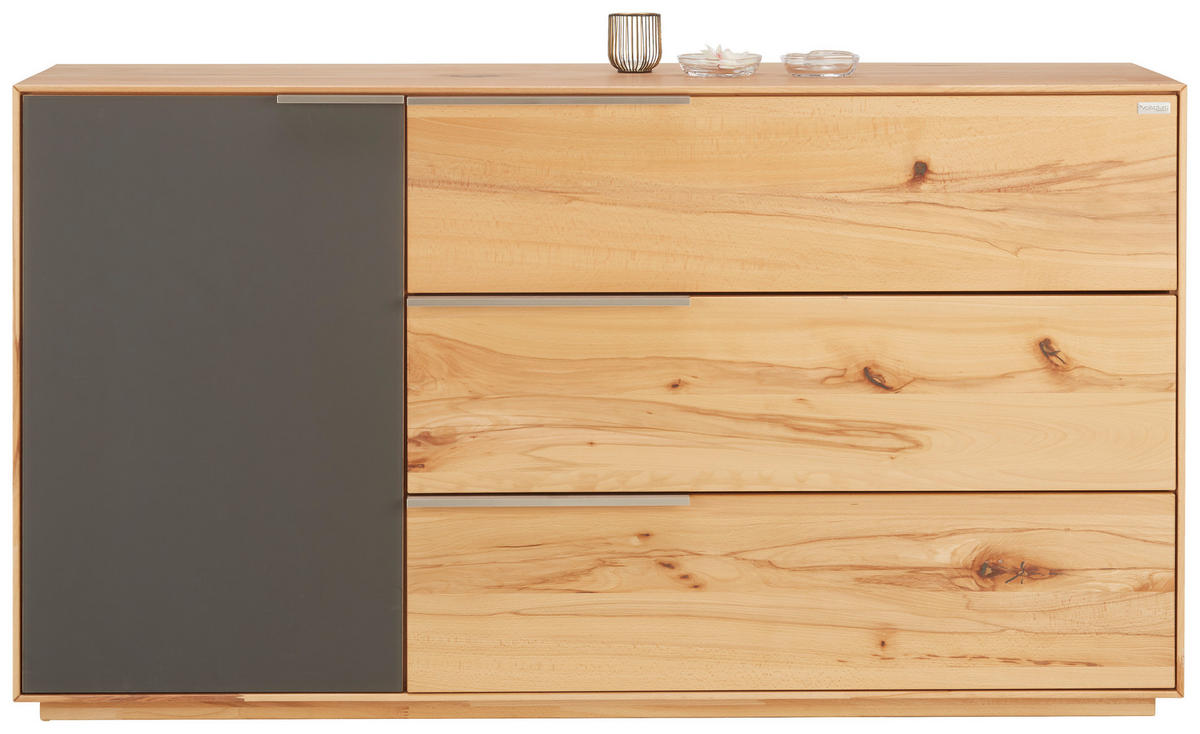 ŠIROKÁ KOMODA, divý jadrový buk, antracitová, farba buka, 150/82/42 cm - farba buka/antracitová, Natur, kov/drevo (150/82/42cm) - Valnatura