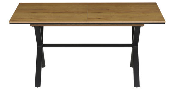 ESSTISCH Schwarz, Eichefarben rechteckig  ausziehbar  - Eichefarben/Schwarz, Design, Holzwerkstoff/Metall (160-200/90/76cm) - Carryhome