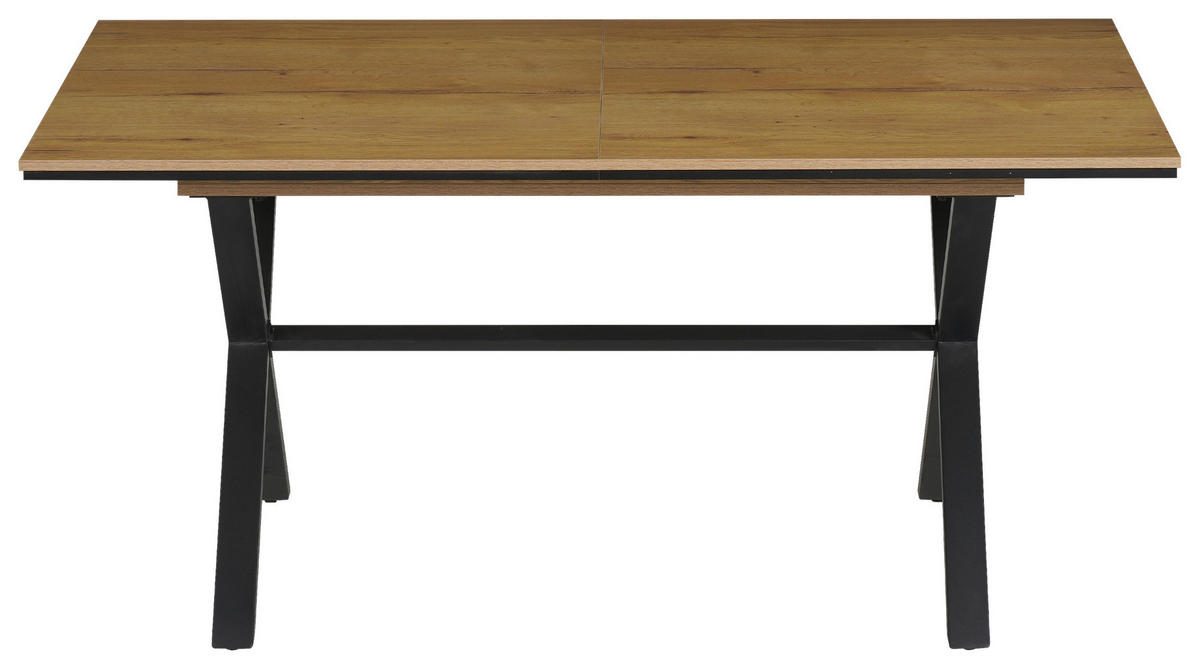 ESSTISCH Schwarz, Eichefarben rechteckig  ausziehbar  - Eichefarben/Schwarz, Design, Holzwerkstoff/Metall (160-200/90/76cm) - Carryhome