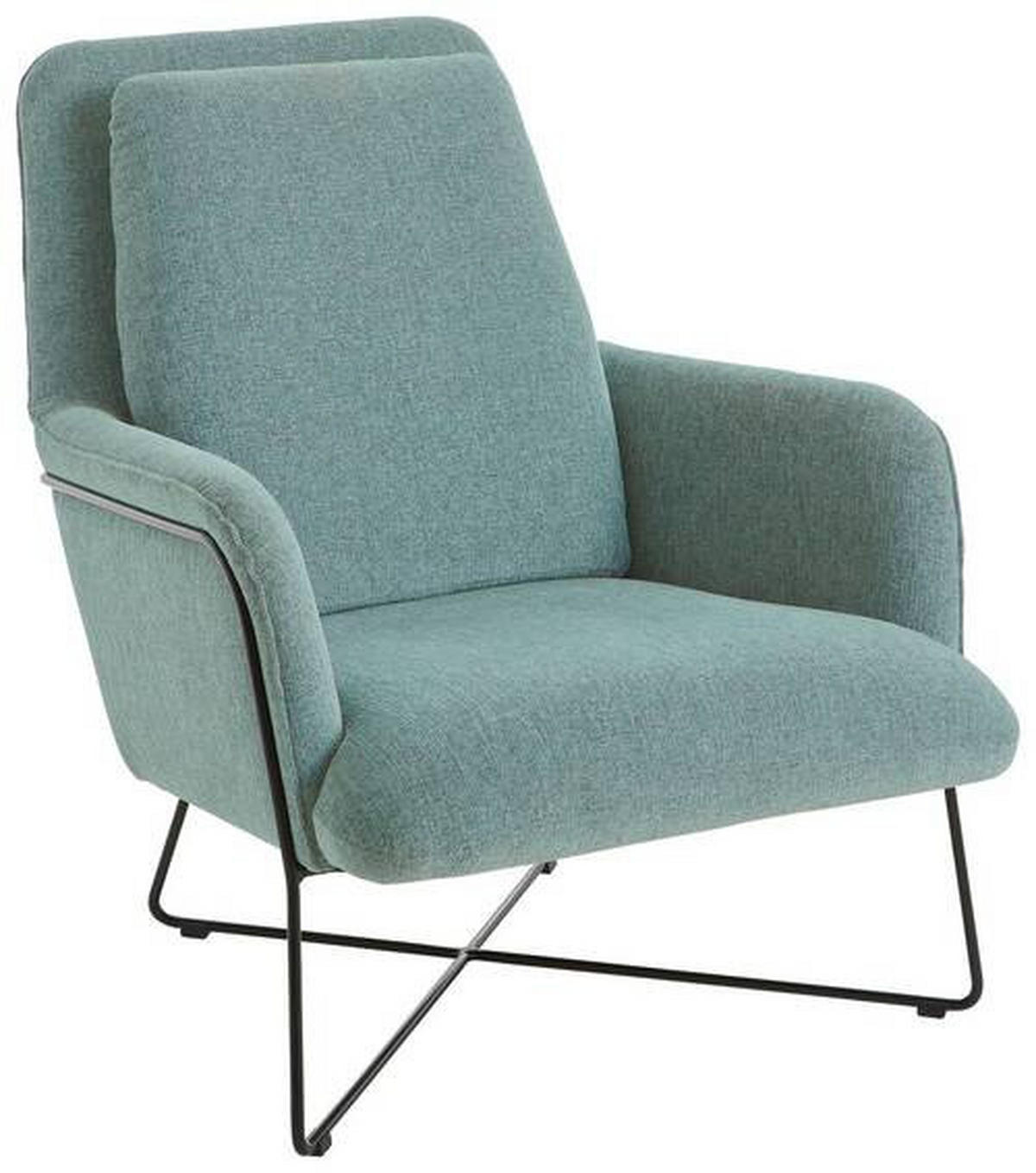 SESSEL in Chenille Türkis  - Türkis/Schwarz, Design, Textil/Metall (73/85/96cm) - Johann Jakob