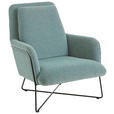 SESSEL in Chenille Türkis  - Türkis/Schwarz, Design, Textil/Metall (73/85/96cm) - Johann Jakob