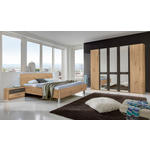 SCHLAFZIMMER Eichefarben, Dunkelgrau  - Eichefarben/Dunkelgrau, KONVENTIONELL, Glas/Holzwerkstoff (180/200cm) - Xora