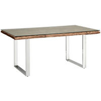 ESSTISCH in Holz, Metall, Glas 180/100/76 cm  - Edelstahlfarben/Naturfarben, LIFESTYLE, Glas/Holz (180/100/76cm) - Livetastic