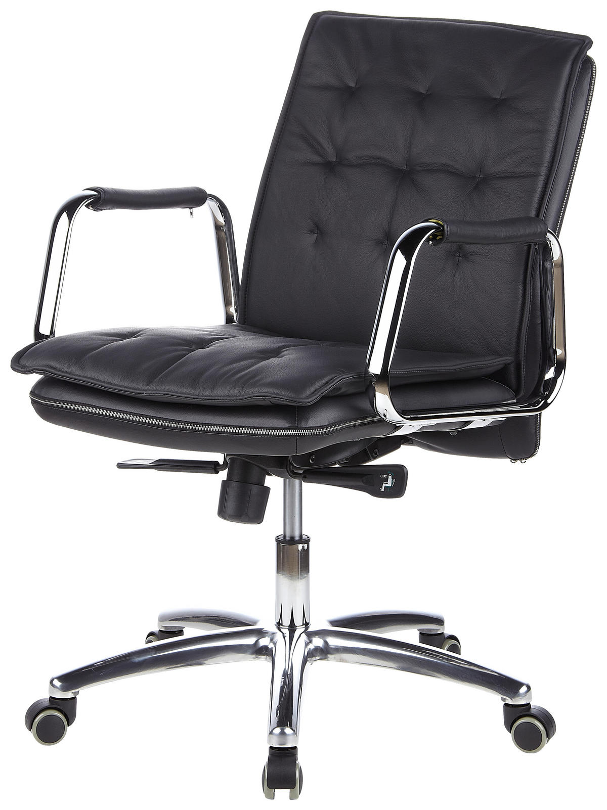 DREHSTUHL  in Schwarz  - Silberfarben/Schwarz, Basics, Leder/Kunststoff (60/109/48cm) - MID.YOU