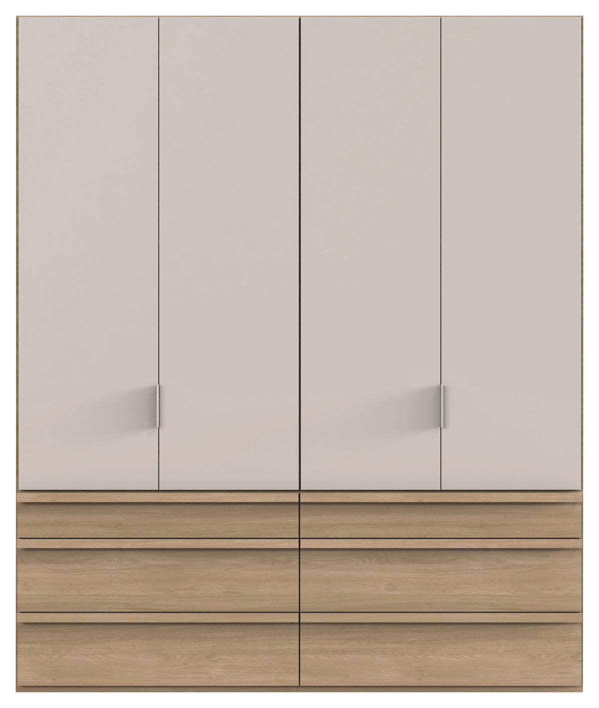 KLEIDERSCHRANK Eichefarben, Kaschmir  - Kaschmir/Eichefarben, Design, Holzwerkstoff (200/236/58cm) - Ti'me