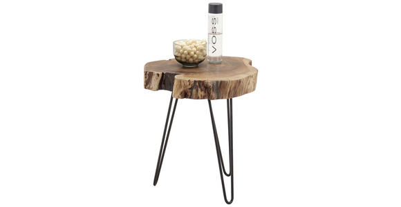 BEISTELLTISCH 35-40/48/48 cm Akazie massiv Schwarz, Akaziefarben Freiform - Schwarz/Akaziefarben, Trend, Holz/Metall (35-40/48/48cm) - Carryhome