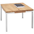 COUCHTISCH Eiche massiv 50/50/34 cm quadratisch Eichefarben, Edelstahlfarben  - Edelstahlfarben/Eichefarben, Design, Holz/Metall (50/50/34cm) - Novel