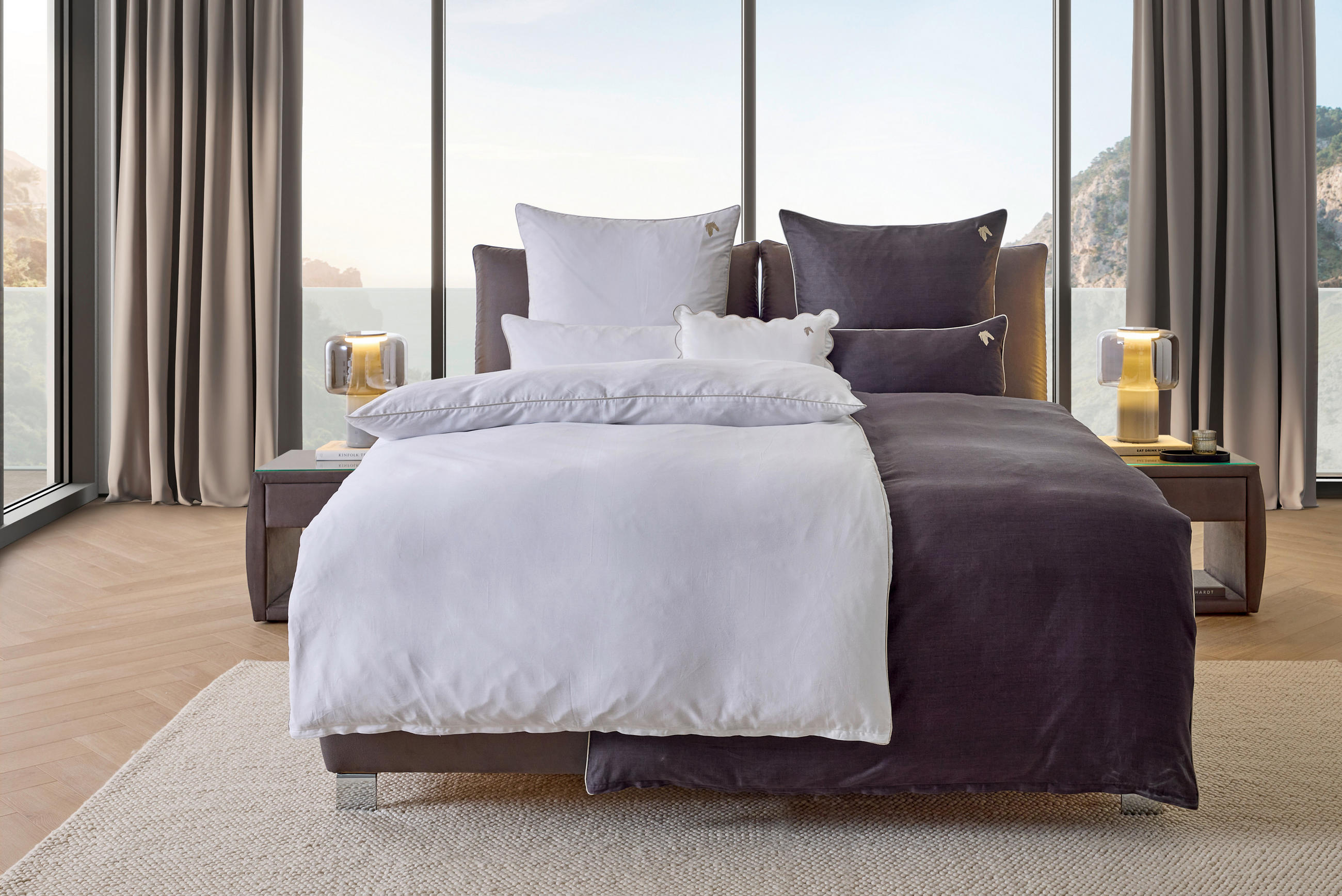 WENDEBETTWÄSCHE Marcel.Remus.Design - Palma anthrazit Satin 155/220 cm  - Anthrazit, Design, Textil (155/220cm) - Marcel Remus