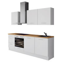 KÜCHENLEERBLOCK 230 cm   in Weiß  - Edelstahlfarben/Eichefarben, Design, Holzwerkstoff/Metall (230cm) - Impuls