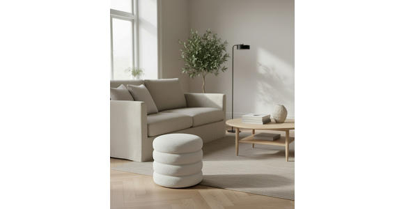 HOCKER in Textil Weiß  - Hellgrau/Weiß, Trend, Textil (41/42/41cm) - Xora