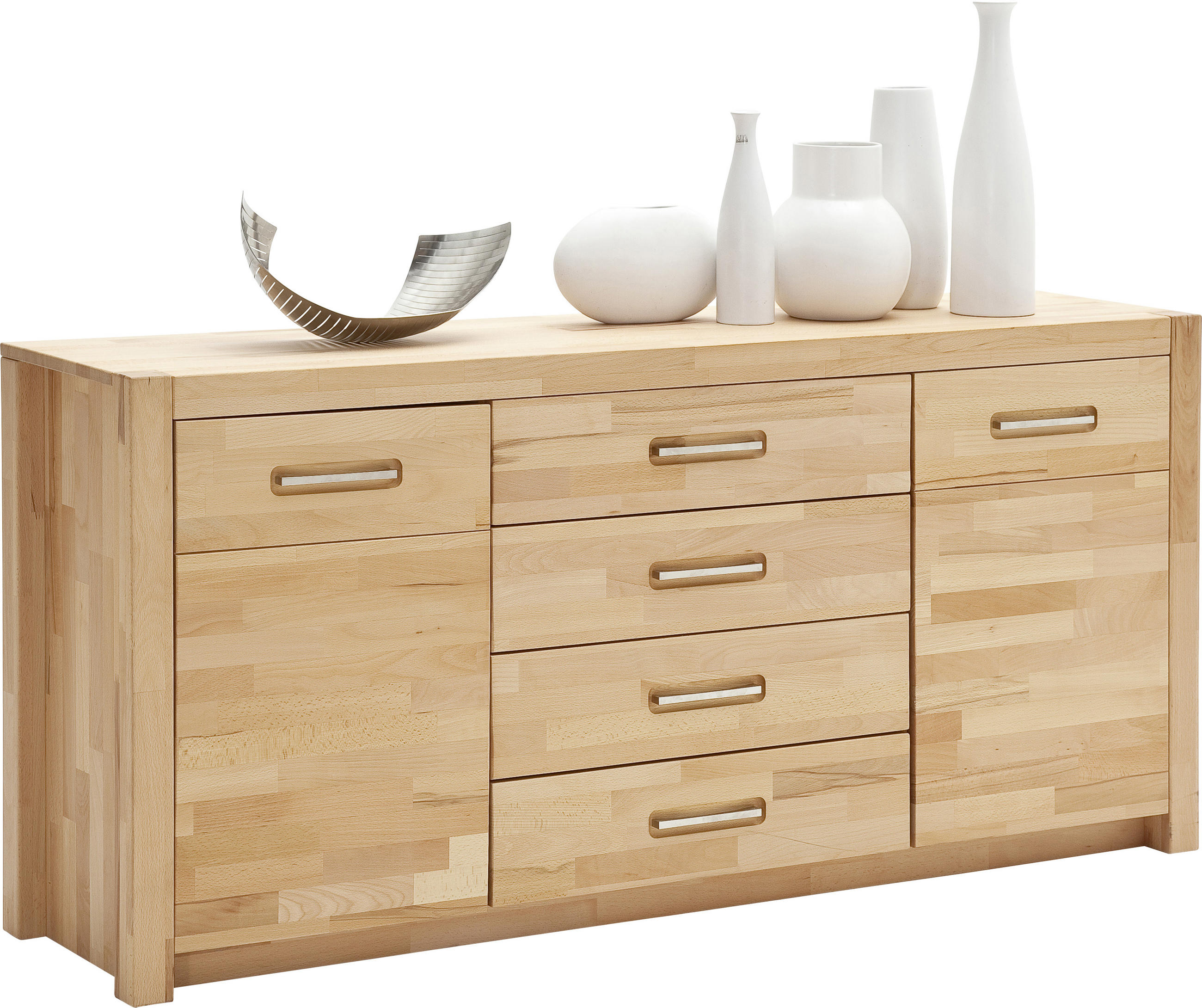 SIDEBOARD  in 163/78/40 cm  - Buchefarben/Alufarben, Design, Holz/Metall (163/78/40cm) - MID.YOU