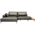 ECKSOFA  in Echtleder Grau  201/304 cm  - Schwarz/Grau, Design, Leder/Metall (201/304cm) - Belluti