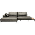 ECKSOFA  in Echtleder Grau  201/304 cm  - Schwarz/Grau, Design, Leder/Metall (201/304cm) - Belluti