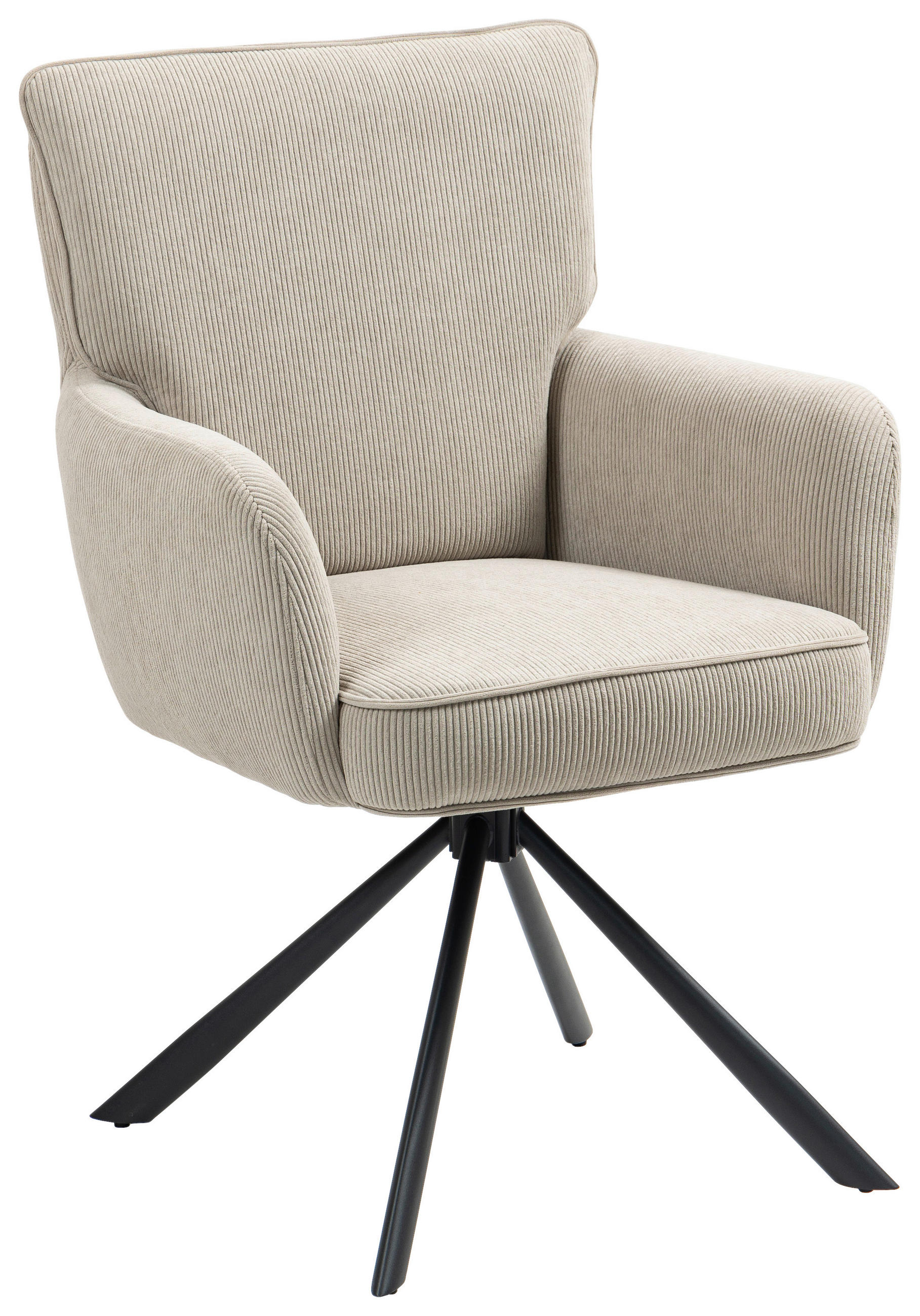 ARMLEHNSTUHL  in Eisen Cord  - Beige/Schwarz, KONVENTIONELL, Textil/Metall (60/95/67cm) - MID.YOU