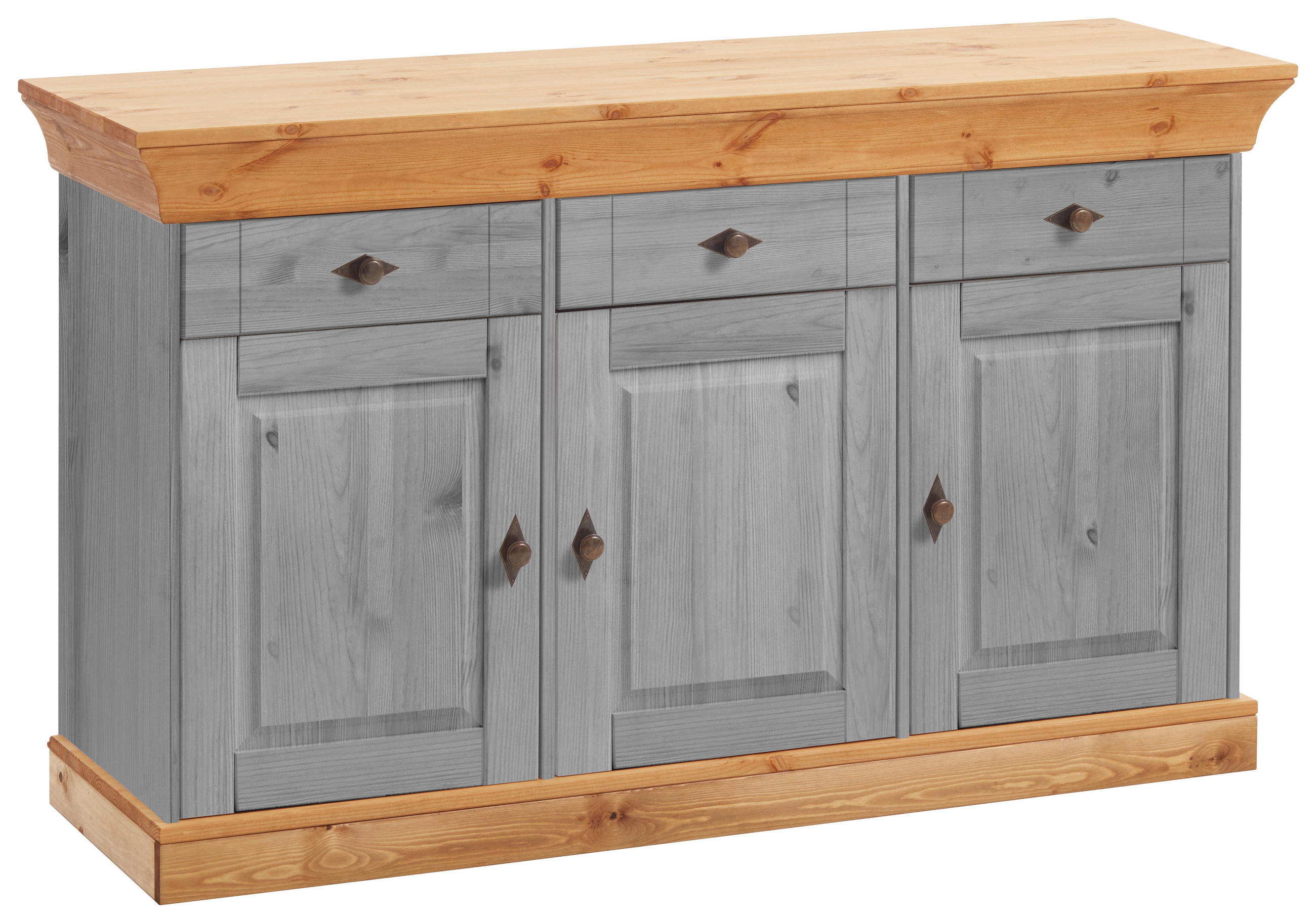 SIDEBOARD  in 143/85/45 cm  - Laugenfarbig/Grau, ROMANTIK / LANDHAUS, Holz/Metall (143/85/45cm) - Boxxx