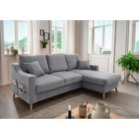 ECKSOFA in Chenille Dunkelgrau  - Dunkelgrau/Naturfarben, MODERN, Holz/Textil (228/150cm) - Livetastic