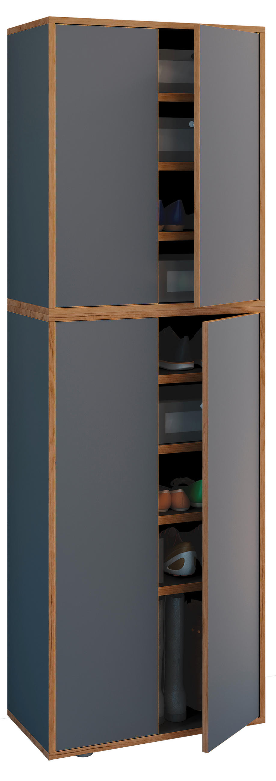 SCHUHSCHRANK Anthrazit, Honigeiche  - Honigeiche/Anthrazit, Design, Holzwerkstoff/Kunststoff (60/183/33cm) - MID.YOU