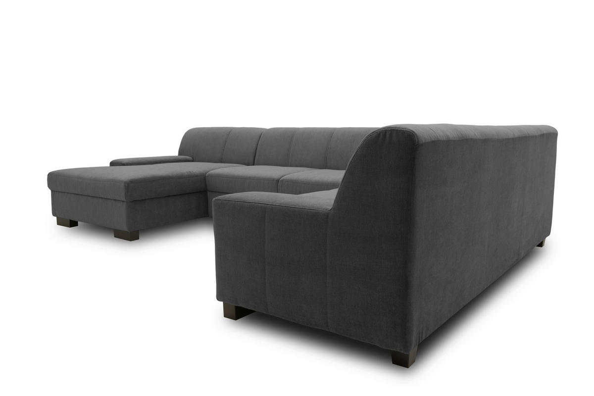 WOHNLANDSCHAFT Anthrazit Webstoff  - Wengefarben/Anthrazit, Design, Holz/Textil (153/328/212cm) - MID.YOU