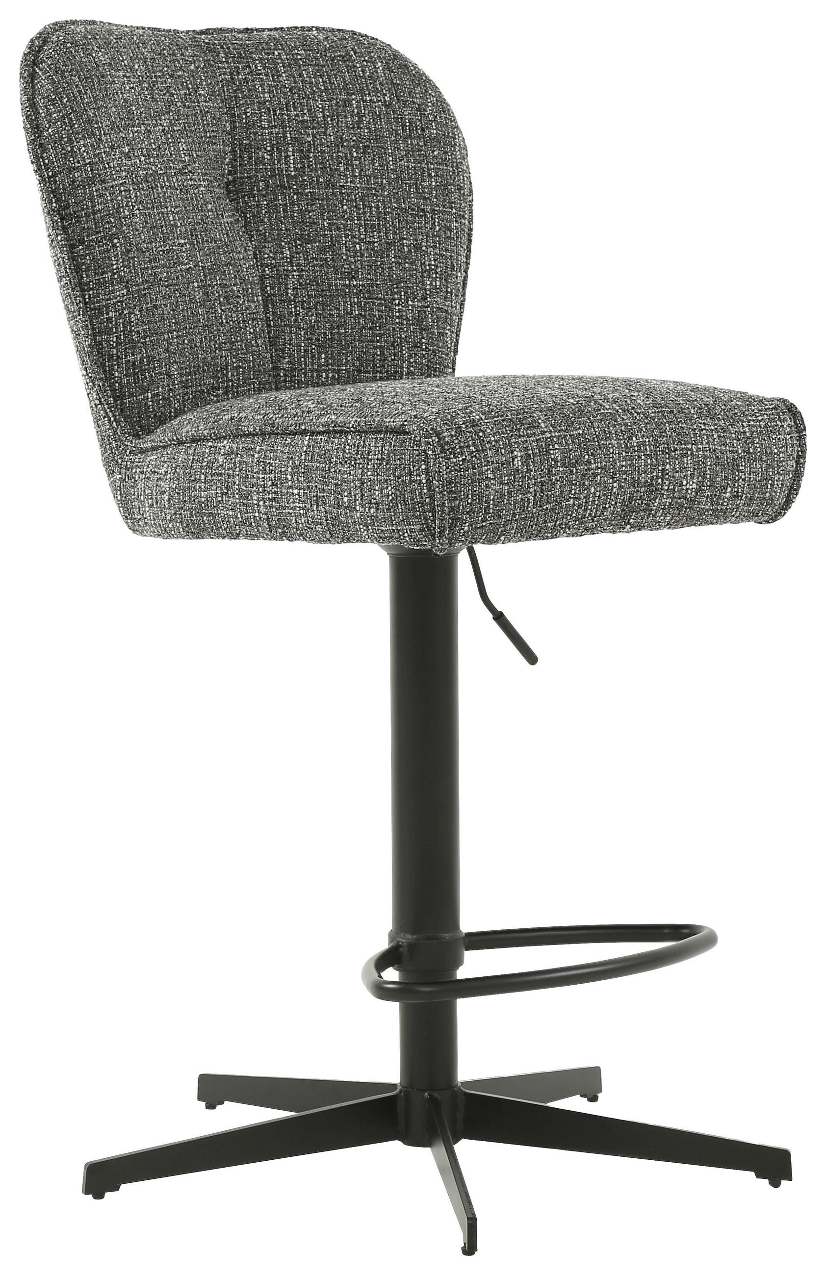 BARHOCKER Webstoff Grau, Schwarz Eisen Sitzfläche 360° drehbar  - Schwarz/Grau, Design, Textil/Metall (44/97-117/58cm) - Novel