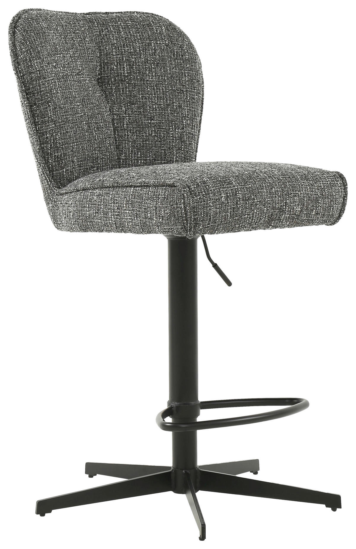 BARHOCKER Webstoff Grau, Schwarz Eisen Sitzfläche 360° drehbar  - Schwarz/Grau, Design, Textil/Metall (44/97-117/58cm) - Novel