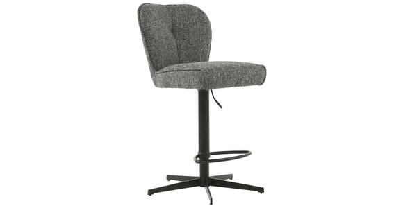 BARHOCKER Webstoff Grau, Schwarz Eisen Sitzfläche 360° drehbar  - Schwarz/Grau, Design, Textil/Metall (44/97-117/58cm) - Novel