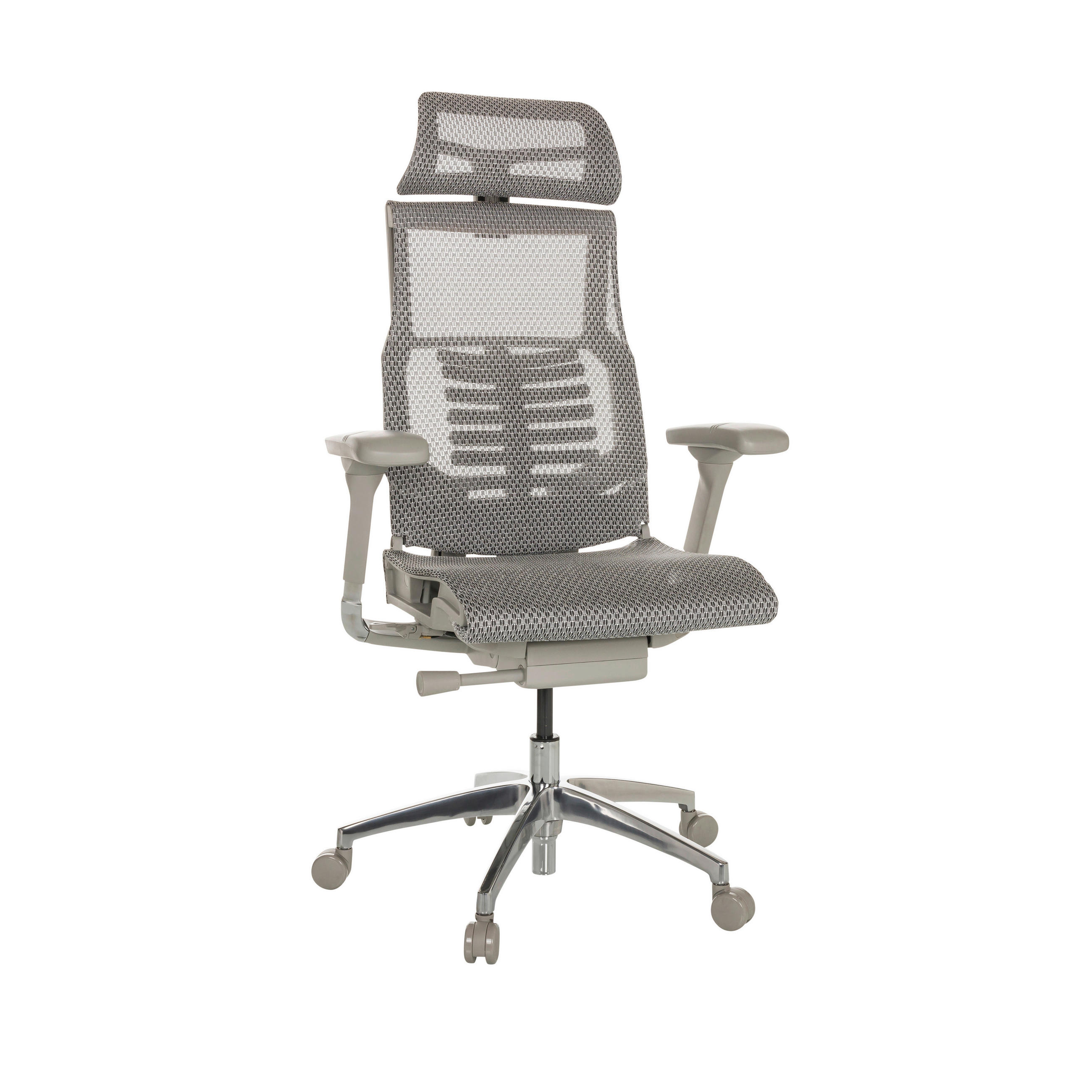 DREHSTUHL Netz Hellgrau  - Hellgrau/Alufarben, Basics, Kunststoff/Textil (67/119-135/60cm) - MID.YOU