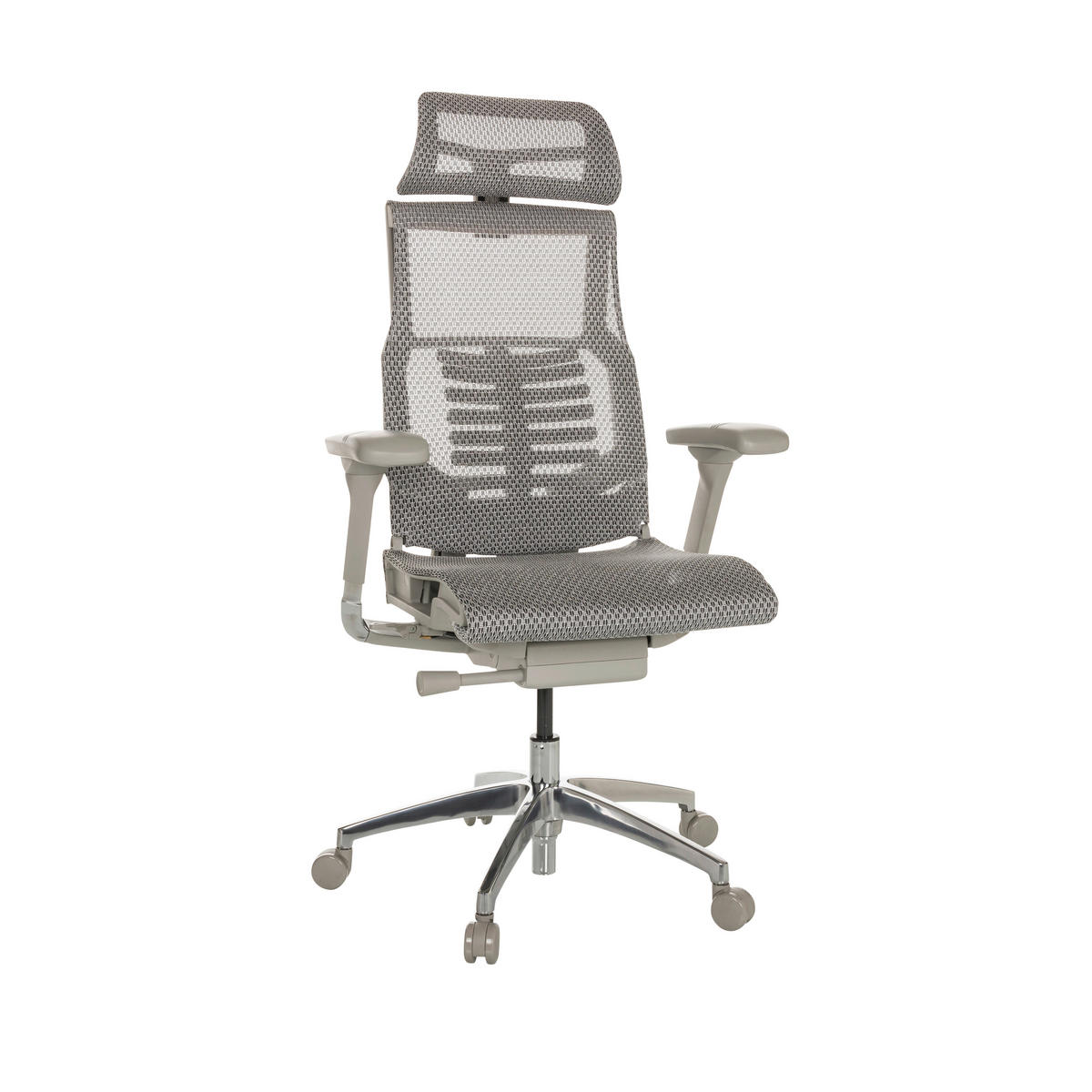 DREHSTUHL Netz Hellgrau  - Hellgrau/Alufarben, Basics, Kunststoff/Textil (67/119-135/60cm) - MID.YOU