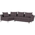 ECKSOFA in Webstoff Grau  - Schwarz/Grau, MODERN, Textil/Metall (182/280cm) - Carryhome