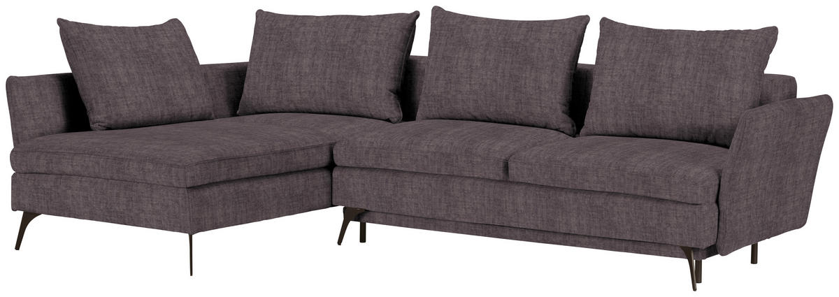 ECKSOFA in Webstoff Grau  - Schwarz/Grau, Modern, Textil/Metall (182/280cm) - Carryhome