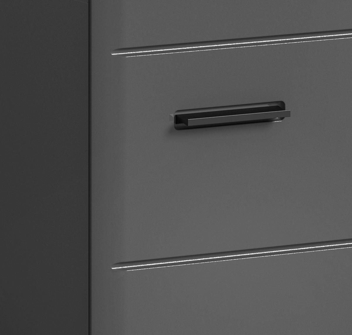 WASCHBECKENUNTERSCHRANK 60/56/34 cm  - Grau Hochglanz/Schwarz, MODERN, Holzwerkstoff/Kunststoff (60/56/34cm) - MID.YOU