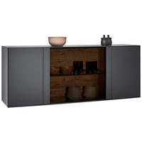 SIDEBOARD Anthrazit, Eichefarben  203/80/44 cm  - Eichefarben/Anthrazit, Natur, Glas/Holz (203/80/44cm) - Valnatura