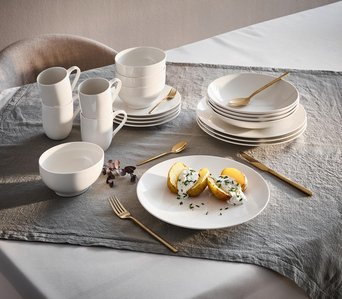 TAFELSERVICE Weiß For Me 8-teilig  - Weiß, KONVENTIONELL, Keramik - Villeroy & Boch