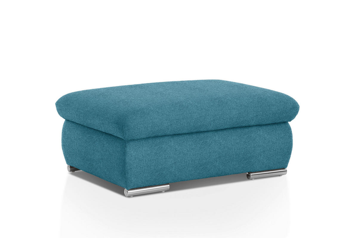HOCKER Chenille Blau  - Chromfarben/Blau, Design, Textil/Metall (101/45/74cm) - Livetastic