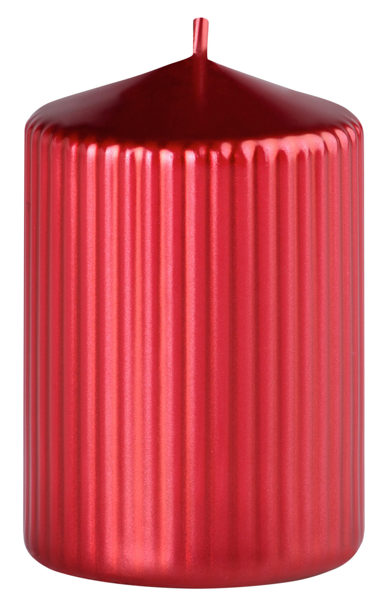 VÁLCOVÁ SVÍČKA - červená, Basics, přírodní materiály (7/10/7cm)